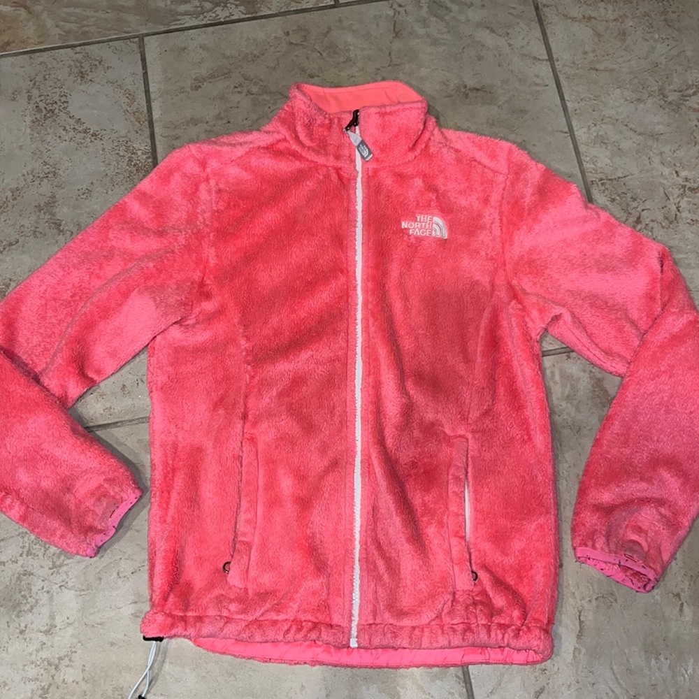 The North face pink fuzzy jacket